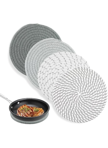 Incisae Trivets for Hot Dishes, 7 Inch Trivets for Hot Pots and Pans, 4 Pack Hot Pots and Pans Pad, Pot Holders for Cooking and Baking, Cotton Potholders Set Kitchen Essentials for New Home