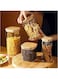 Mash 3-Piece Food Storage Square Glass Jar With Airtight Bamboo Lids (1X800 ML, 1X1200 ML, 1X1600 ML) For Kitchen, Cereals, Pasta, Tea, Coffee, Spices, And Snacks - SgjsML-1 Transparent