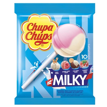 Chupa Chups Milky Lollipops, 12g Pack of 10