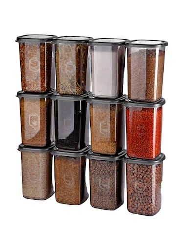 12 pieces x 1.2 Litres Jar Set Food And Spices Storage Container, Food Storage, Box, Jars with Lids, Home, Kitchen, Tea, Sugar, Salt, Rice, Pasta