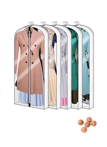 Hanging Garment Bags 5 Piece Set 60" 40" Clear Dust Proof Clothes Bag with Gussetes