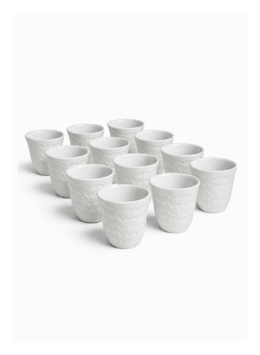 Premium Ceramic Arabic Cawa Cup Set &acirc;&euro;&ldquo; 12 Pieces, 85ml Each   Elegant Traditional Coffee Cups with Smooth Finish in Window Color Gift Box (SD-61356-P)