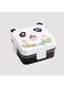 Happy Panda Lunch Box 3 Layer Stainless Steel Lunch Box Comes with 1 Detachable Tray, 1 Small Container &amp; 1 Spoon Ideal for Kids BPA Free 1120ml+70ml- White Black