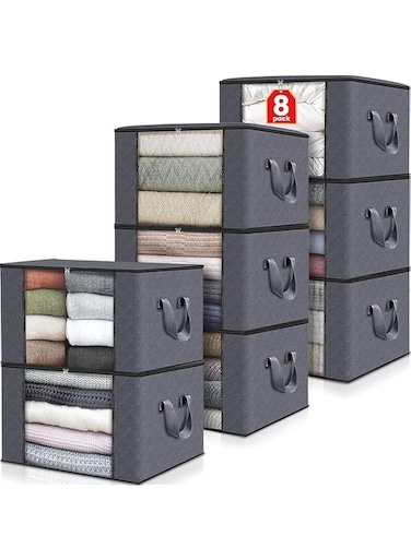 MedMad Large Storage Bags, Clothes Storage Bins Foldable Closet Organizers Storage Containers with Durable Handles Thick Fabric for Blanket Comforter Clothing Bedding (8)