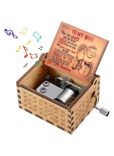 SAEE Wooden Classical Carved Hand-operated Mechanical Music Box Selection Gift Souvenir (Wife)