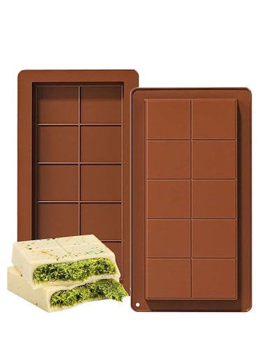 chocolate bar molds, with 1 pack of English letter molds, large and thick silicone chocolate bar molds filled with bars, large chocolate candy bar molds filled with pistachio chocolate bars