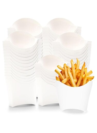 Azonee French Fry Holder &ndash;Disposable Paperboard Containers for Fries, Onion Rings, Popcorn &amp; Snacks, Grease-Resistant Stackable To-Go Cups for Parties, Takeout &amp; Charcuterie(50-Pack, 4oz)