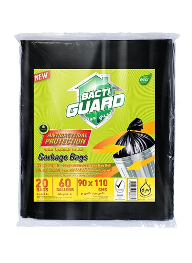 20-Piece Garbage Bags Black 90x110cm