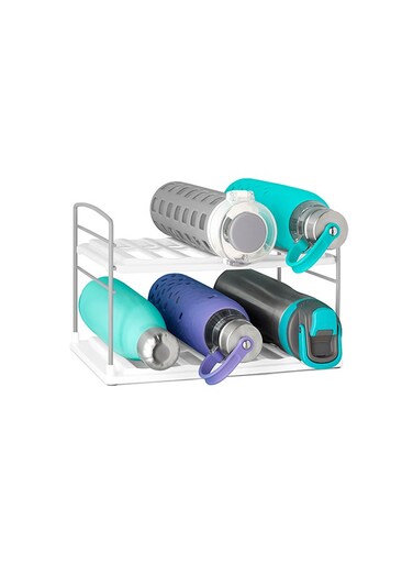 UpSpace Water Bottle Organizer, Adjustable Storage Rack for Kitchen Cabinet And Pantry Organization, 2-Shelf , 50185 White 7.5x11.4x7.4inch