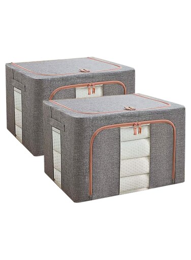 24L Large Storage Bags 2PCS Clothes Storage Bins Foldable Closet Organizers Storage Containers with Durable Handles Thick Fabric for Blanket Comforter Clothing Bedding