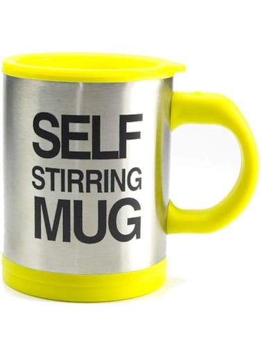 400 ML Auto Mixing Coffee Tea Cup Stainless Plain Lazy Self Stirring Novelty Mug Yellow