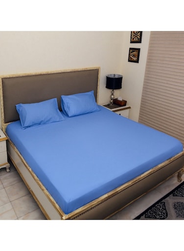 Design Hometex Design King Size 100% Cotton Solid Flat Sheet Set Lavande - 1 Flat Sheet (240x260 cm) + 2 Pillow Covers (50x80 cm)