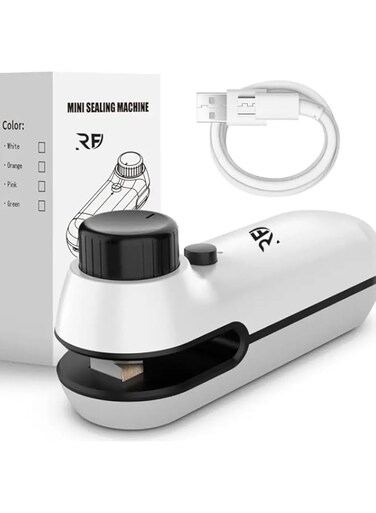 RF-Bag Sealer and Cutter Mini Bag Sealer,2 in 1 Heat Sealer For Snacks,Rechargeable Handheld Plastic Bag Sealer, Sealing Machine Portable, Keep Food Chips Cookies Fresh