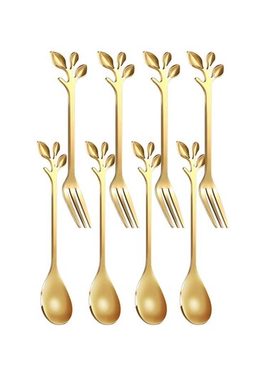 Leaf Coffee Spoons, and Appetizer Forks Stainless Steel Sugar Cube Tongs Dessert Spoons Metal Dinner Forks