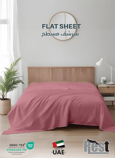 Flat Bedsheet 240x260cm Plush Mauve Breathable Machine Washbale Bedsheet Extra Soft Easy Fit Highly Breathable Bedding &amp; Linen Cover