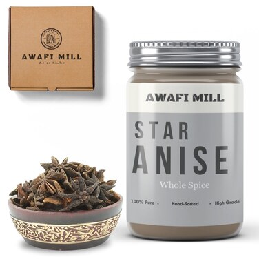 AWAFI MILL Whole Star Anise Spice - Exotic Flavor Infusion - Culinary Essential for Gourmet Delights - Aromatic Spice for Inspired Cooking (Bottle of 50 gram / 1.7 Oz)