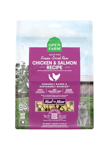 Open Farm Freeze Dried Raw Chicken &amp; Salmon Dry Cat Food - 99G