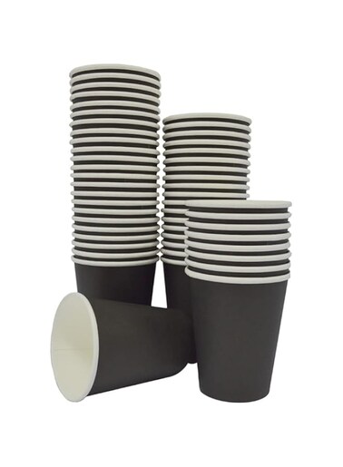 SNH Packing Paper Cups 8oz Single Wall Black Disposable Coffee Cups for Hot &amp; Cold Drinks 150 Pieces.