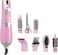 8-in-1 Hair Styler &ndash; Hot Air Brush with 2 Speed Settings, Cool Function, Overheat Protection   Multi-Functional Salon Hair Tool for Curling, Straightening, Drying &amp; Volumizing" Pink