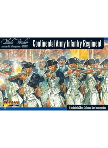 WarLord Black Powder Revolutionary War Continental Army Infantry Regiment 1:56 Tabletop Miniatures - Plastic Paintable Miniature 1700-1900 Soldiers Set, Table Top 28mm Military Minifigures for Adults