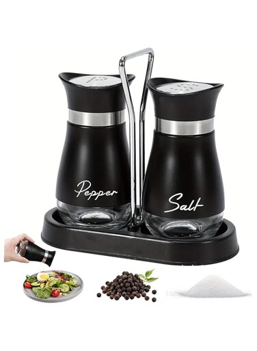 Oasisgalore 2PCS Salt and Pepper Shaker Set for kitchen,Stainless Steel Salt Pepper Dispenser Container with Grinder Shaker