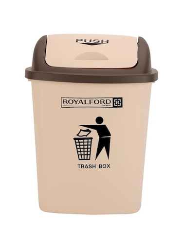 Royalford Flip Top Waste Bins Large With Swing Lid Durable Plastic Beige, 20L, RF12403