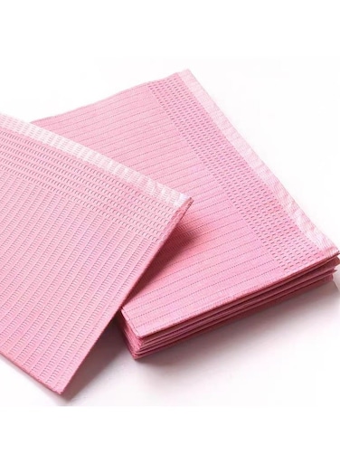 Nail Art Table Towels 40Pcs, Disposable Dental Bibs Sheets Cloths, Waterproof Table Covers Clean Pad, 13" x 18" Dental Bibs, Dental Napkins For Pets Tray Covers, pink