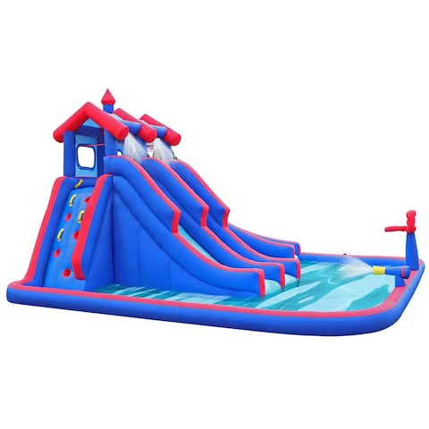 Megastar Inflatable Water lagoon Park with Large Water Slides and Basketball Hoop -5.51 x 4.82 x 3.04 m