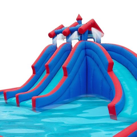 Megastar Inflatable Water lagoon Park with Large Water Slides and Basketball Hoop -5.51 x 4.82 x 3.04 m