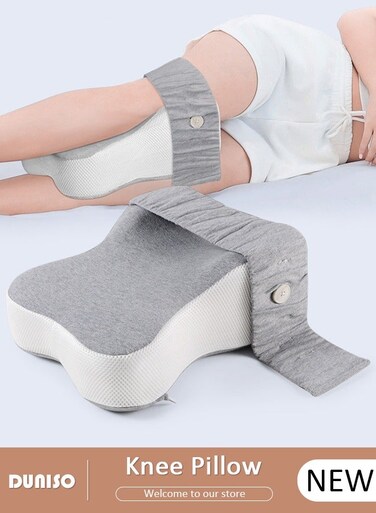 Knee Pillow for Side Sleepers, Memory Foam Leg Pillow for Sleeping, Ergonomic Side Sleeping Pillows with Removable and Washable Cover, Leg Positioner Pillows for Sciatica Relief, Back, Leg, Hip, Pregnancy and Joint Pain