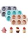 ChicAbode 6-Cavity Silicone Muffin Pan, Silicone Cupcake Pan-Food Grade,BPA Free - Non-stick Baking Tray for Brownies, Muffins, Jellies, Pudding, Sandwich Cookies (Gray+Orange+Peacock Blue)