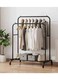 TIME 2 Row Metal Clothes Rack, 2 Pairs Rails, Clothes and Shoes Storage, Bedroom Storage Organizer, Easy Assembly, Non-Slip Beads Design