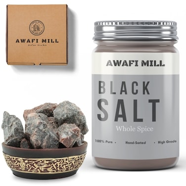 AWAFI MILL Black Salt Whole - Authentic Himalayan Flavor Enhancer - Versatile Culinary Ingredient - Perfect Addition to Savory Dishes (Bottle of 50 gram / 1.7 Oz)