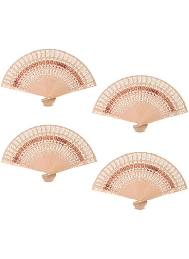 SYOSI Wooden Folding Fan, Vintage Wooden Fan Handheld Folding Fans Sandalwood Hand Fan Wooden Hand Fan Chinese Sandalwood Fan with Tassel for Women Foldable Wedding Favors and Birthday Gifts