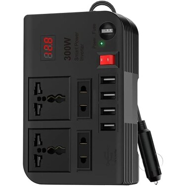 300W DC 12V to AC 220V Power Inverter with Dual AC Outlets, USB 5V 4.1A Fast Charging Port