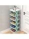 5 grids Narrow Shoe Rack Tower Shelf, Small Vertical Shoe Stand, Shoe Cabinet, Free Standing Shoes Storage Organizer for Entryway, Closet, Hallway, Easy Assembly, Stable in Structure (WHITE&amp;BLUE)