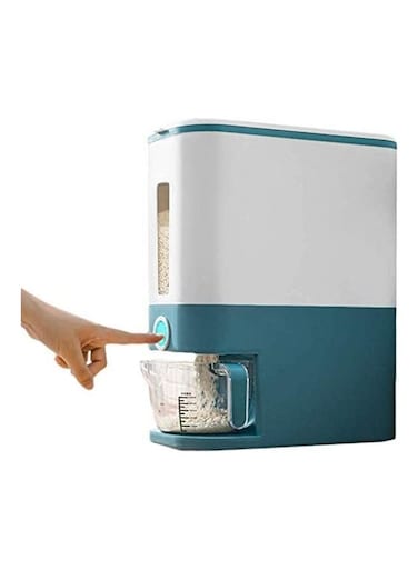 Rice Dispenser Storage Container White/Blue 34x17x41cm