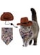SYOSI Pet Hat, Dog Cowboy Hat Pet Dog Cat Cowboy Hat Bandana Scarf, Pet Cowboy Costume Accessories, Dog Cat Sombrero Puppy Hat Dog Cat Costume Set for Puppy Kitten Party Festival and Daily Wearing