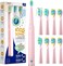 SEAGO Kids Electric Toothbrush, Rechargeable Sonic Soft Bristle Toothbrushes with 8 Brush Heads, DIY Stickers and 5 Modes, Ideal for Kids and Children, Ages 3&ndash;12(Pink)
