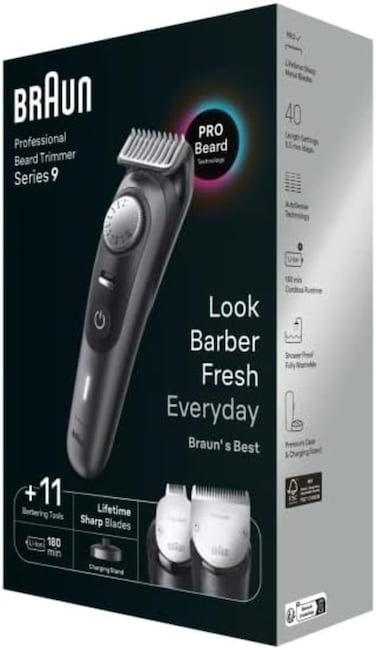 Braun Professional Beard Trimmer Series 9, With  11+ Barbering Tools. (BT9441)