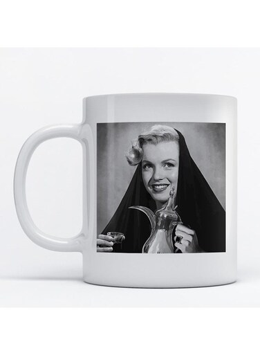 Marilyn Monroe Printed Coffee Mug White/Black/Grey 9.2x7.7cm