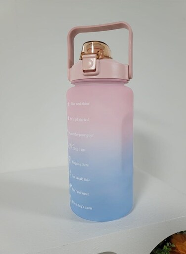 2000 ml Portable Leak Proof Cute Water Bottle with Time Marker and Carry Handle