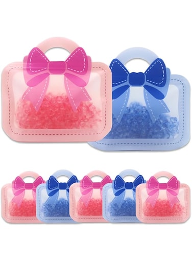30 Pack Cartoon Bow Goodie Bags Kids Birthday Gift Candy Bags with Handle Plastic Ziplock Seal Bags Smell Proof Packaging Storage Bags With Handle For Candy, Snack, Birthday, Party Gift BackPack Bow