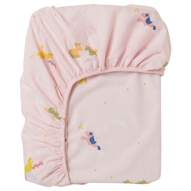 Kids Fitted Sheet, Unicorn Pattern, Pink, 90x200 cm