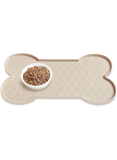PWTAA Dog Food Mat Anti-Slip Silicone Dog Bowl Mat Thicker Pet Placemat Waterproof Cat Feeder Pad with Raised Edge Puppy Kitten Feeding Mats Suitable Small Medium-Sized Dogs Cats Eating Tray