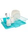 Sweet Home Collection Dish Rack Drainer 3 Piece Set with Drying Board and Utensil Holder, Metal, Plasic, 5"D x 12"W x 17"H, Turquoise
