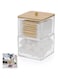 Joyzzz Wood Qtip Dispenser, Cotton Ball Holder with Bamboo Lid, Acrylic Qtip Holder for Cotton Balls, Cotton Swabs and Cotton Rounds Pads, Qtip Holder Bathroom Container for Bedroom Bathroom