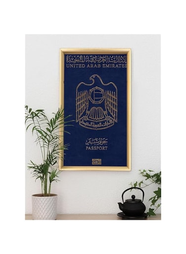 Clevercraft Homes 'Uae Passport' Digitally Printed Wall Poster with Photo Frame by Spoil Your Wall, 40 x 55 cm Size, Multicolor