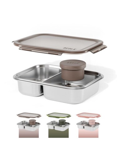 Stainless Steel Lunch Box, 2 Compartment Bento Box, BPA Free Tiffin with Lid, Leakproof Meal Container, Perfect as Snack Box (Sand Dune)