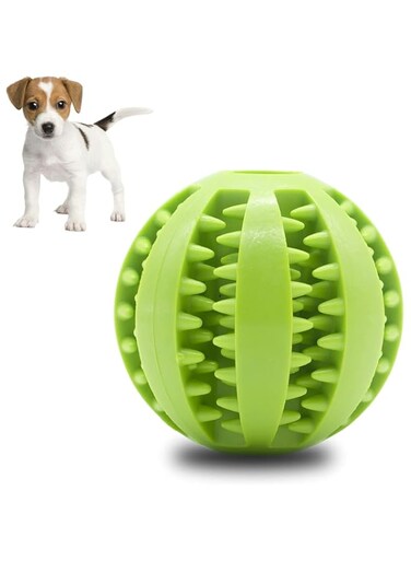 RABEEY Dog Toy Ball, Nontoxic Bite Resistant Toy Ball for Pet Dogs Puppy Cat, Dog Pet Food Treat Feeder Chew Tooth Cleaning Ball Exercise Game IQ Training Ball 7CM,(Pack of 1), Assorted